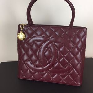 Vintage Chanel Quilted Medallion Tote - Maroon